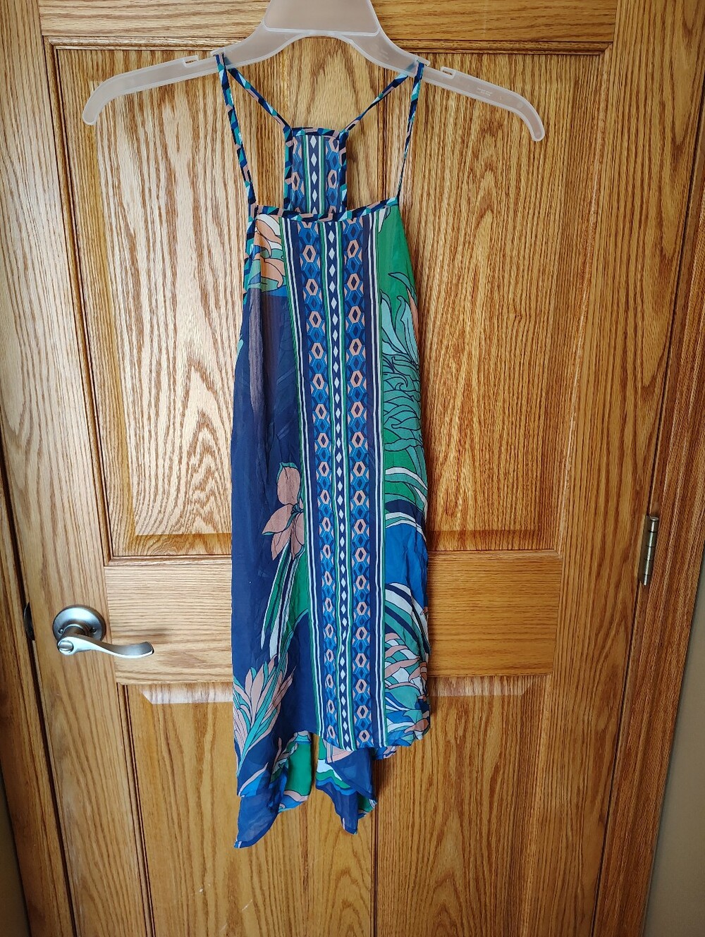 Blue & Green Floral Maxi Dress with Strappy Halter